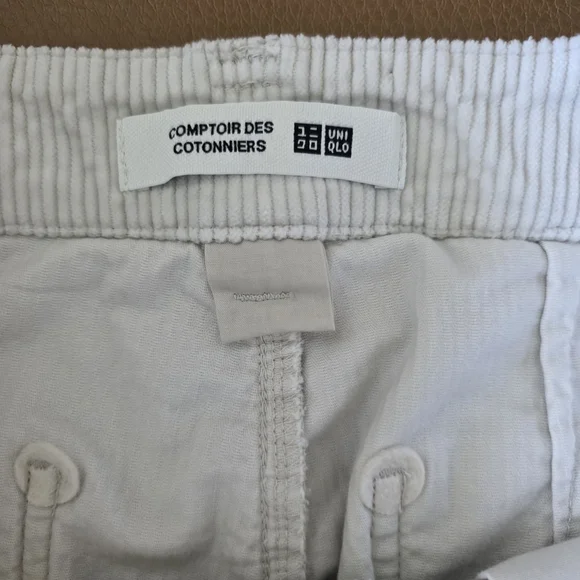 Uniqlo Corduroy Wide Leg Trousers, Medium, Off-White, Uniqlo Wide Leg Pants - Picture 4 of 11